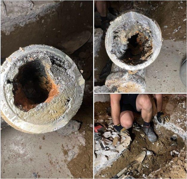 This is a drain that hasn't been cleaned in 30 years. Very often, we hear a customer tell us they have never had an issue with the drain before. It just started backing up. The truth is that years of buildup looks like this. Once the buildup is this bad, it won't drain. At that point, the concrete floor has to be broken up, and the pipe dug out to be replaced. Having interior drains hydro jetted out periodically to keep them clean will stop buildup and much larger issues from happening. If you own a home and it's older than 10 years, you may want to think about having your drains hydro jetted as a preventative measure.